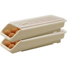 생활엔 국산 깨지지 않는 신선 보관 슬라이딩 계란 트레이, 아이보리