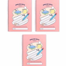 indigokids 小學學校生活英文筆記本 4行 窄格子 弾簧, 粉色, 3個