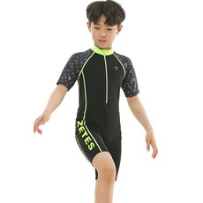 zetessport 男童拉鍊短袖連身防曬泳衣 TBSW 1063