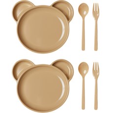 AWAKENSENSE 糖果熊餐具2件組, 沙米色