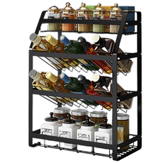ANSWERFIT 廚房多層收納架 調味罐陳列整理架 類型5, 黑色