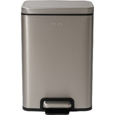 VISVIVA 靜音腳踏式垃圾桶 12L, 銀色