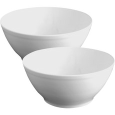 骨瓷圓形素麵碗, 2個, 白色