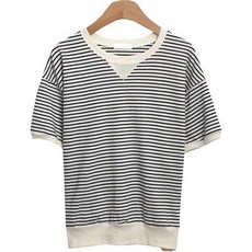 시크블랙 레우펠 라운드넥 단가라 반팔 맨투맨 cpt12878k36