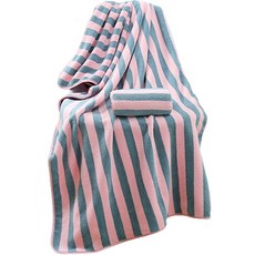 Paradaiso 酷涼條紋四季大型海灘巾 70 x 140 cm 300g, 1個, 粉紅藍色
