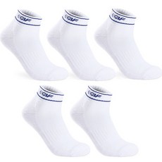 LECAF 男士運動緩震雙環舒適貼合踝襪5雙組, 白色 + 藍色