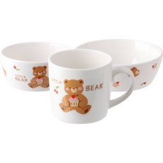 Iwaien 兒童小熊空氣 + 零食 + 馬克杯 + 盤子套組, 白色, 空氣+零食+杯子