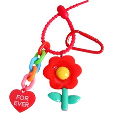 J&B亮點花朵鑰匙圈, 07紅色, 1個