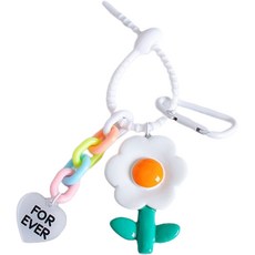 J&B亮點花朵鑰匙圈, 05白色, 1個