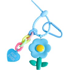 J&B亮點花朵鑰匙圈, 01藍色, 1個