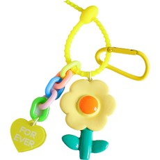 J&B亮點花朵鑰匙圈, 03黃色, 1個