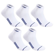 LECAF 男士運動氣墊前線條舒適踝襪5雙, 白色 + 藍色, 1套