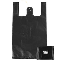 黑色手提塑膠袋 黃條, 36L, 70個