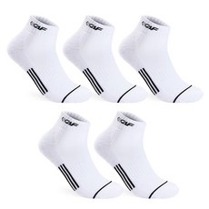 LECAF 男士運動氣墊前線條舒適踝襪5雙, 白色 + 黑色, 1套