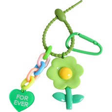 J&B亮點花朵鑰匙圈, 08 綠色, 1個