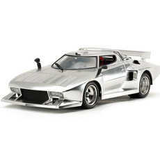 TAMIYA 田宮 1:24 Lancia Stratos Turbo 銀色電鍍車身 汽車 白色 25418, 1個