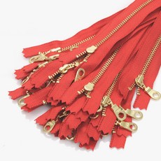 YKK 金色金屬拉鍊 3號 15cm, 25個, 櫻桃紅