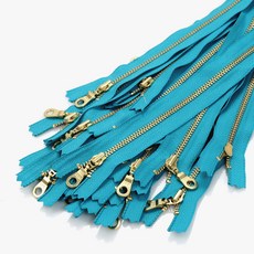 YKK 金色金屬拉鍊 3號 15cm, 25個, 天藍色