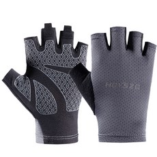Tingall 露營 自行車 戶外 柔軟 半指手套 雙手組, 灰色