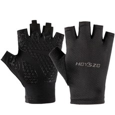 HBYSZB 戶外露營登山多用途防滑軟半指手套 雙手一組, 黑色