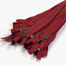 YKK 華可貴 黃銅拉鍊 圓形環 3號 25cm, 深紅色, 25個