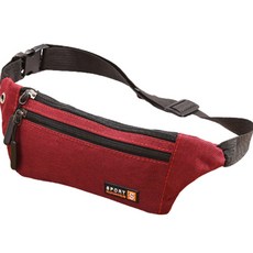 팅올 남녀공용 아웃도어 다용도 캔버스 힙색, 레드