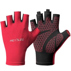 Tingall 男女通用修身雙手登山半指手套, 紅色, 1個