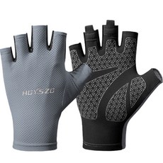 Tingall 男女通用修身雙手登山半指手套, 灰色, 1個