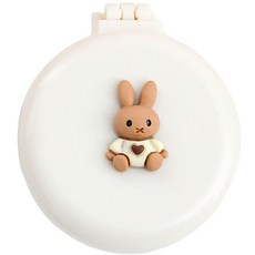 로새 마카롱 곰돌이와 토끼 에어 쿠션 거울 빗, 앉은 토끼 화이트, 1개