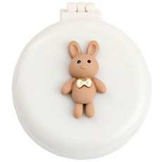 로새 마카롱 곰돌이와 토끼 에어 쿠션 거울 빗, 리본 토끼 화이트, 1개