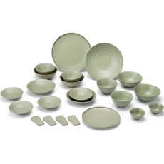 廣州窯 韓國製 Dam系列 4人餐具組, 23件組, 淡綠色