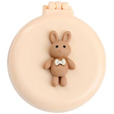 로새 마카롱 곰돌이와 토끼 에어 쿠션 거울 빗, 리본 토끼 베이지, 1개