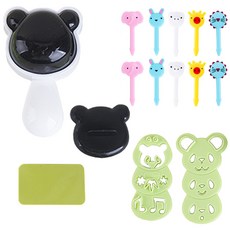 inbloom 簡易熊貓飯糰製作 + 動物裝飾籤 20p 套組, 混合色, 1套