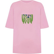 솔레일 여성용 루즈핏 플랜트 래쉬가드 반팔 상의