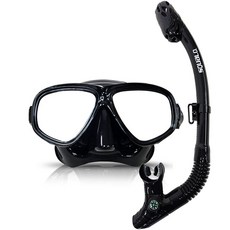 Squalo 潛水面罩+水下呼吸管套組, 黑色