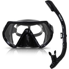 Squalo 附乾式防水袋浮潛套組, 黑色