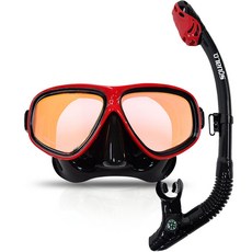 Squalo 潛水面罩+水下呼吸管套組, 紅色