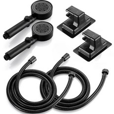 MONACO OLIVE 五段式蓮蓬頭 2入+沐浴軟管 2條入+可調式蓮蓬頭架 2入組, 時尚黑, 1組