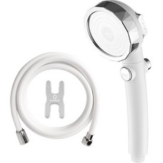 홈다움 3단 마사지 스토퍼 샤워기 헤드 + 물때방지 샤워호스 2m 세트, 1개, 화이트