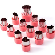 Belle 烘焙餅乾模具 蔬菜造型切割器 12入組, 粉紅色, 1套