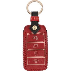 오시에나 차 키케이스 피렌체 스마트 가죽 키홀더, 레드 블랙, 현대A타입 4버튼