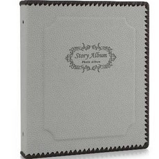 故事相簿 空白黏貼式 中尺寸人造皮革相簿, 25張, 淺灰色