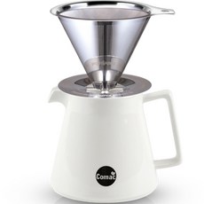 Comac 不鏽鋼手沖咖啡組 600ml SF2 GP3, 雙層濾網濾杯 + 陶瓷分享壺