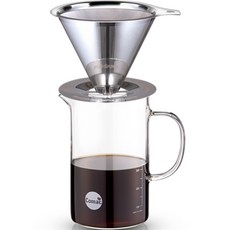 Comac 不鏽鋼手沖壺組 600ml SF2 G9, 雙層濾網 + 刻度分享壺