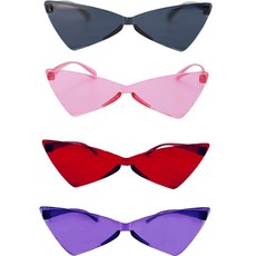 Party09 三角眼鏡4件組, 黑色, 粉紅色, 紅色, 紫色, 1套