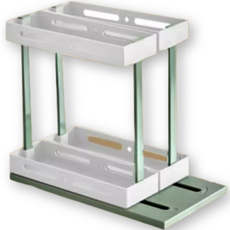 LIVINGDOC 旋轉式滑動廚房整理架 2層, 綠色, 1個