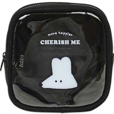 뭉구 보바 PVC 사각 파우치, 블랙, 1개