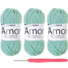 布條編織線 3捲+鉤針, 09 薄荷, 1組