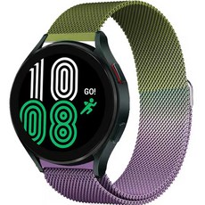 HAMATE Galaxy Watch相容漸層磁吸網狀金屬錶帶 20mm, 紫綠