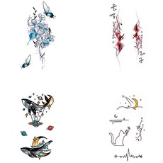 黏貼式紋身刺青貼紙 4款組, W-01, 1套